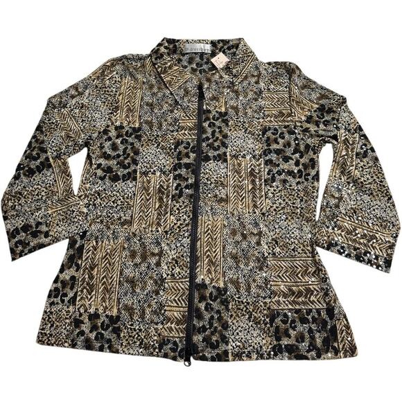 NWT Dressbarn Button Up Shirt Blouse Women's Size Large Animal Print Pattern USA - Picture 1 of 10